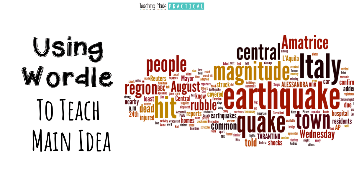 Use an online word cloud creator like Wordle to provide a visual aid to your main idea lessons.