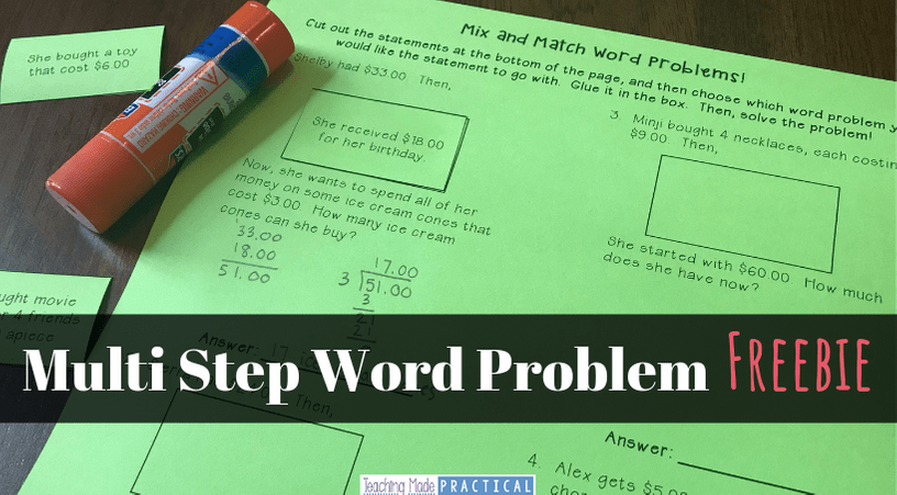 multi step word problem free resource for 3rd, 4th, and 5th grade students