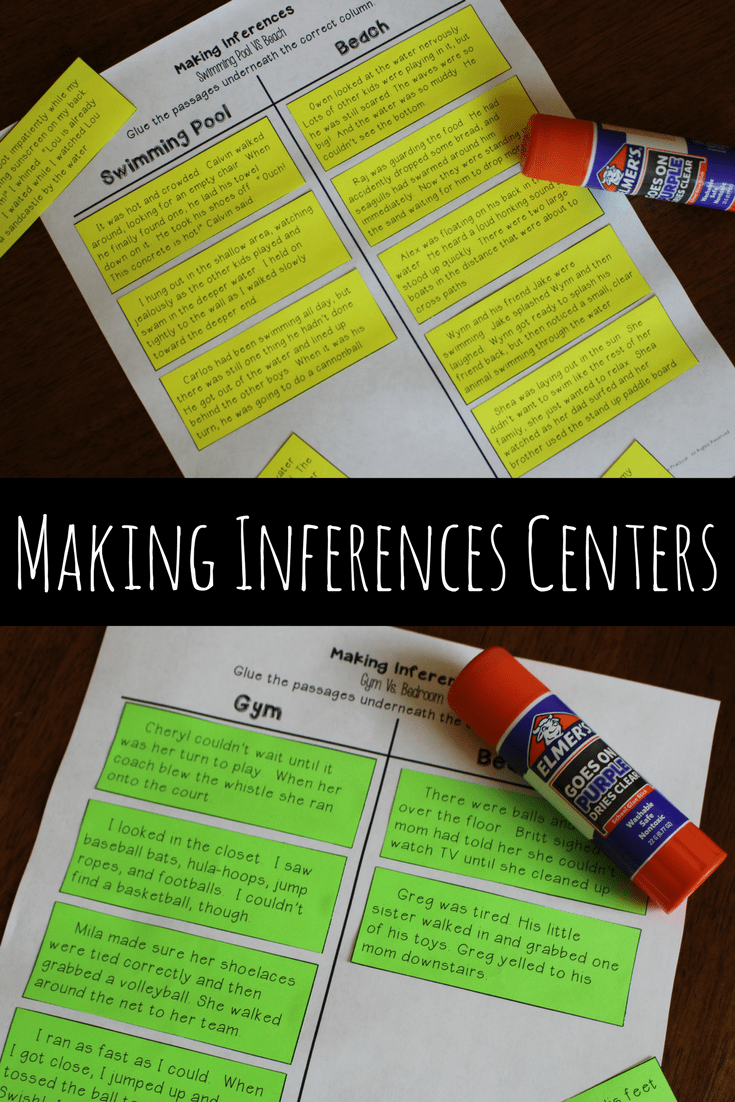 Cut and paste activity for 3rd and 4th grade students to help them practice making inferences