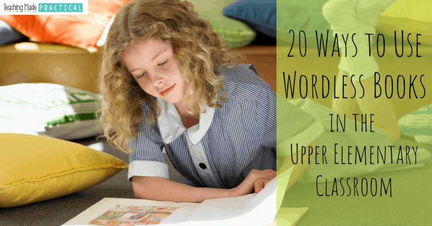 Use wordless pictures books to practice different reading, writing, and other literacy skills in the upper elementary classroom. These 20 activities for wordless books will engage your 3rd grade, 4th grade, and 5th grade students while having them practice a variety of skills in a fun way.
