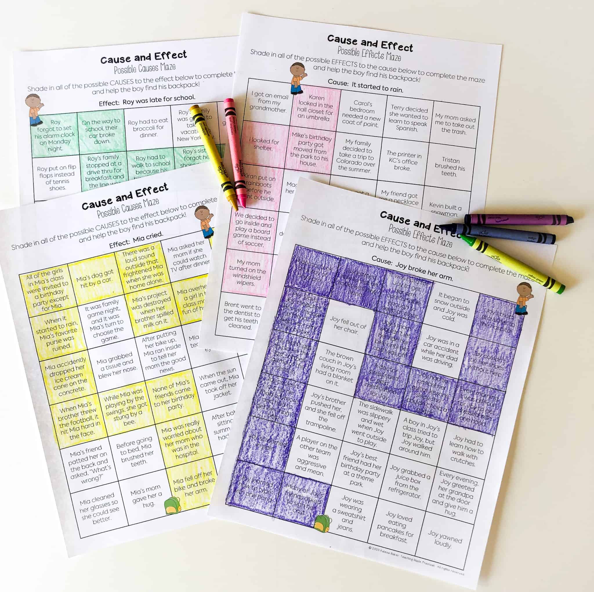 Use these cause and effect mazes to help your 3rd, 4th, and 5th grade students practice multiple causes and multiple effects