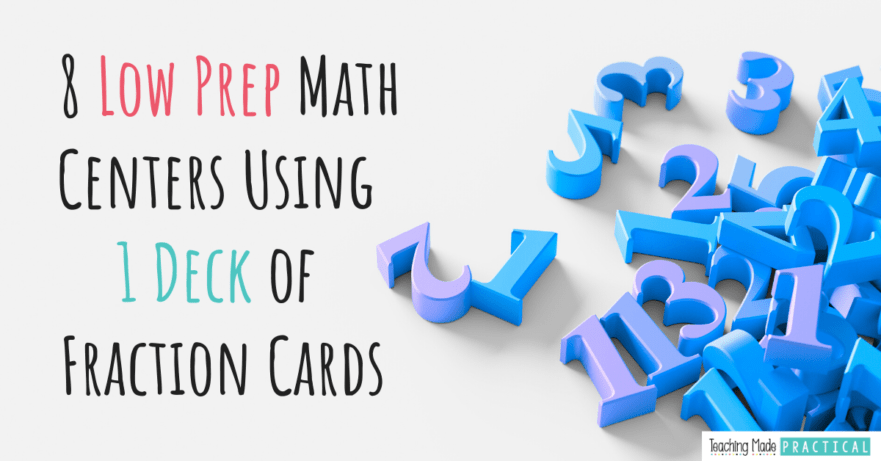 Use fraction cards for a variety of low prep math games in 3rd, 4th, and 5th grade