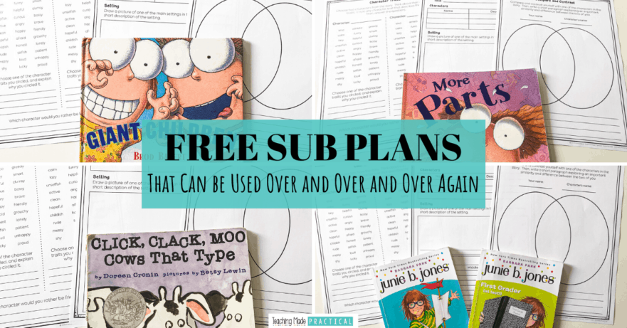 These free sub plans can be used repeatedly in case of an emergency or sick day