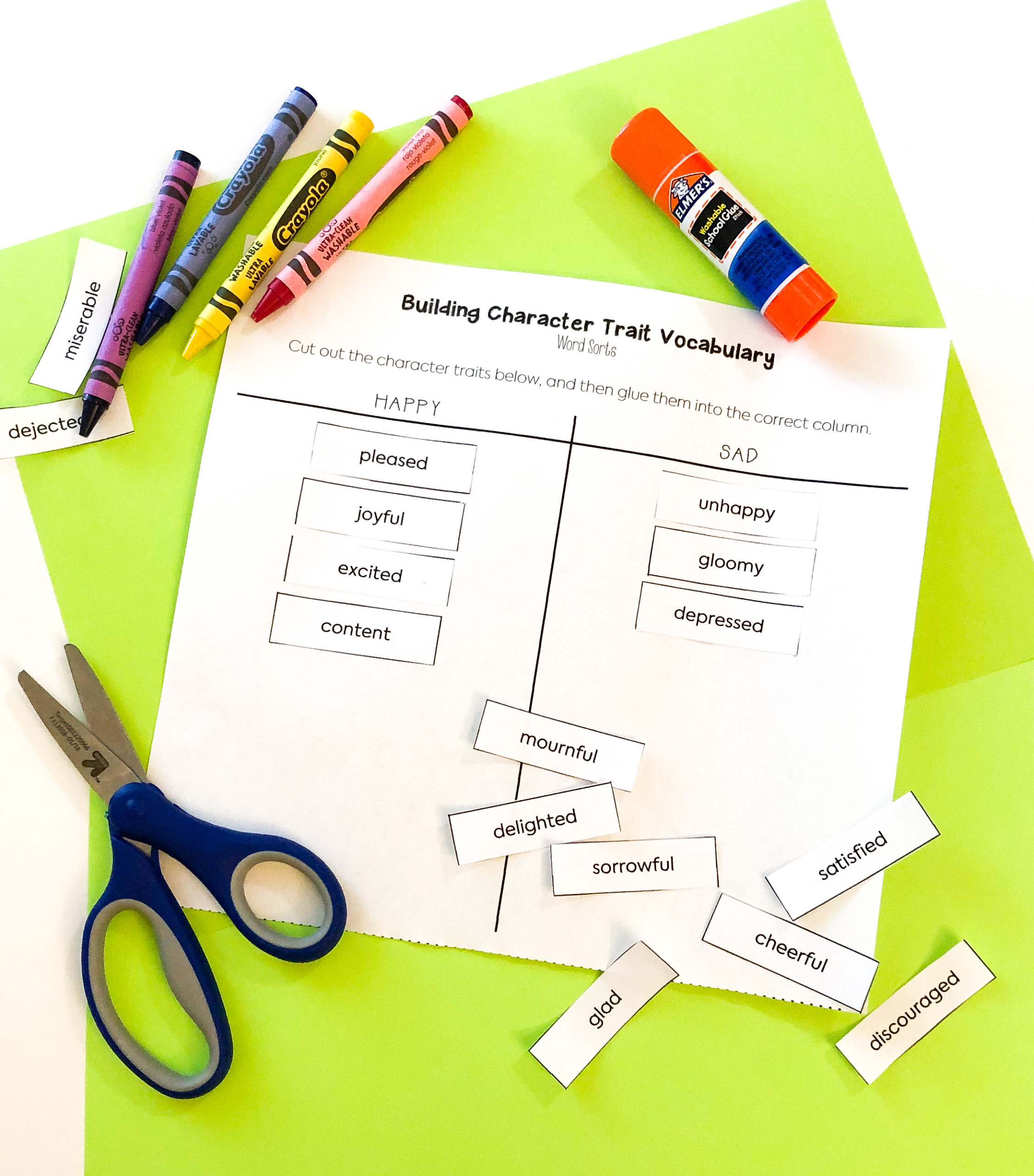 These word sort worksheets are an engaging way to help students practice with different character trait vocabulary