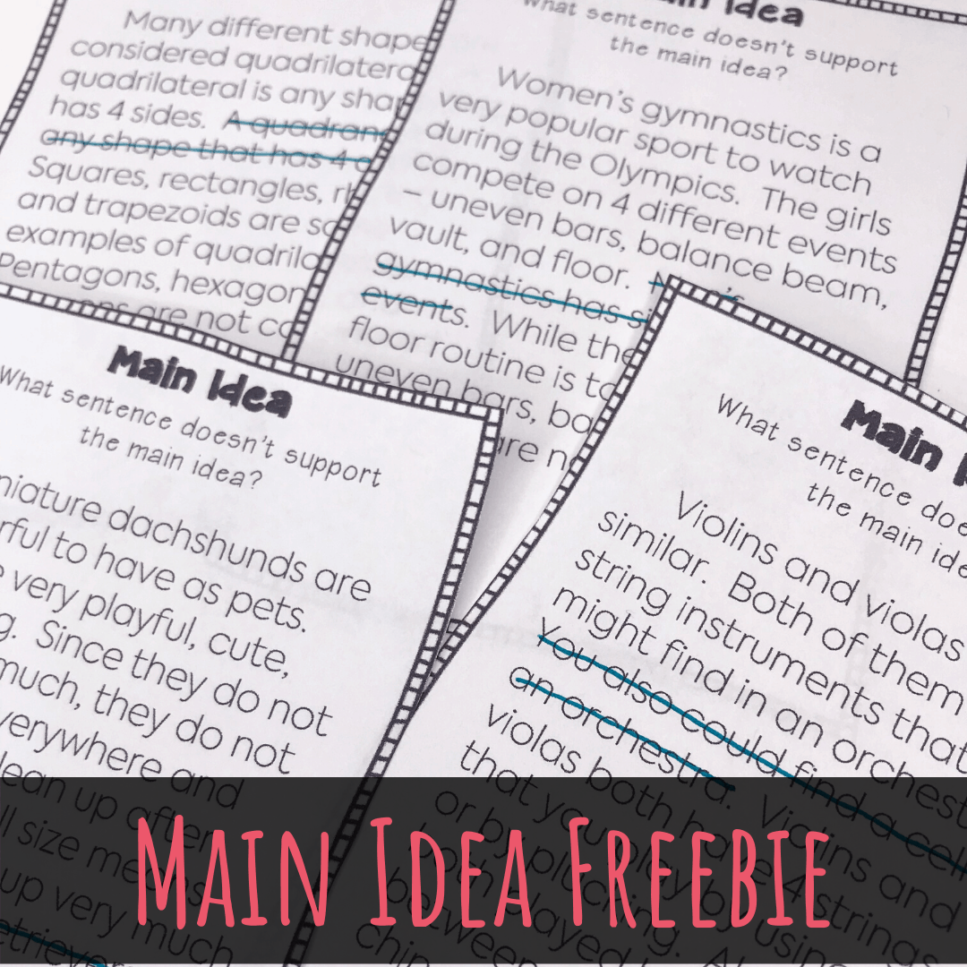 Get a free main idea activity for your 3rd, 4th, and 5th grade students
