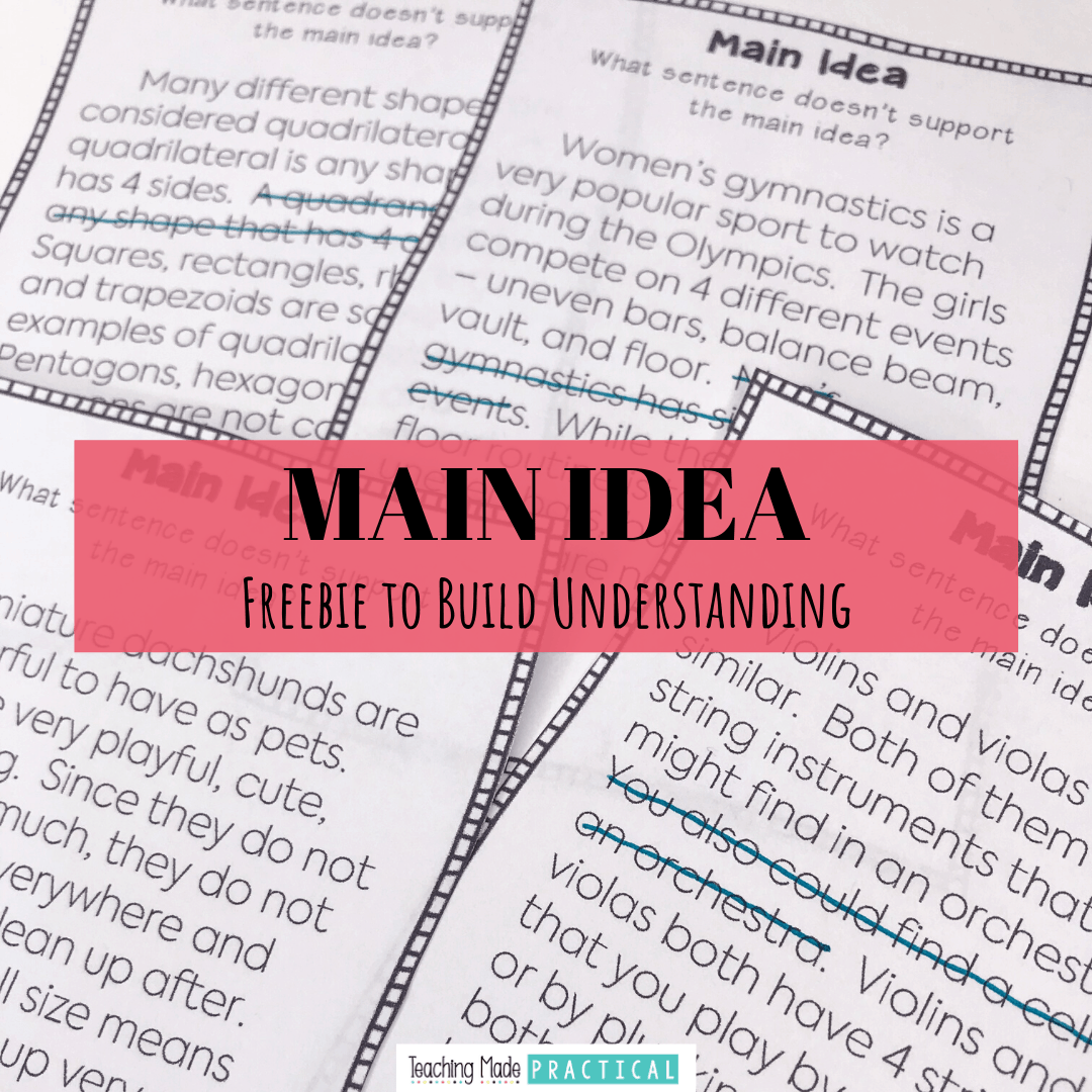 Main Idea Free Printable for 3rd, 4th, and 5th grade students