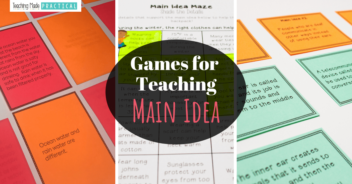Main Idea Games and Center Ideas for Upper Elementary Students