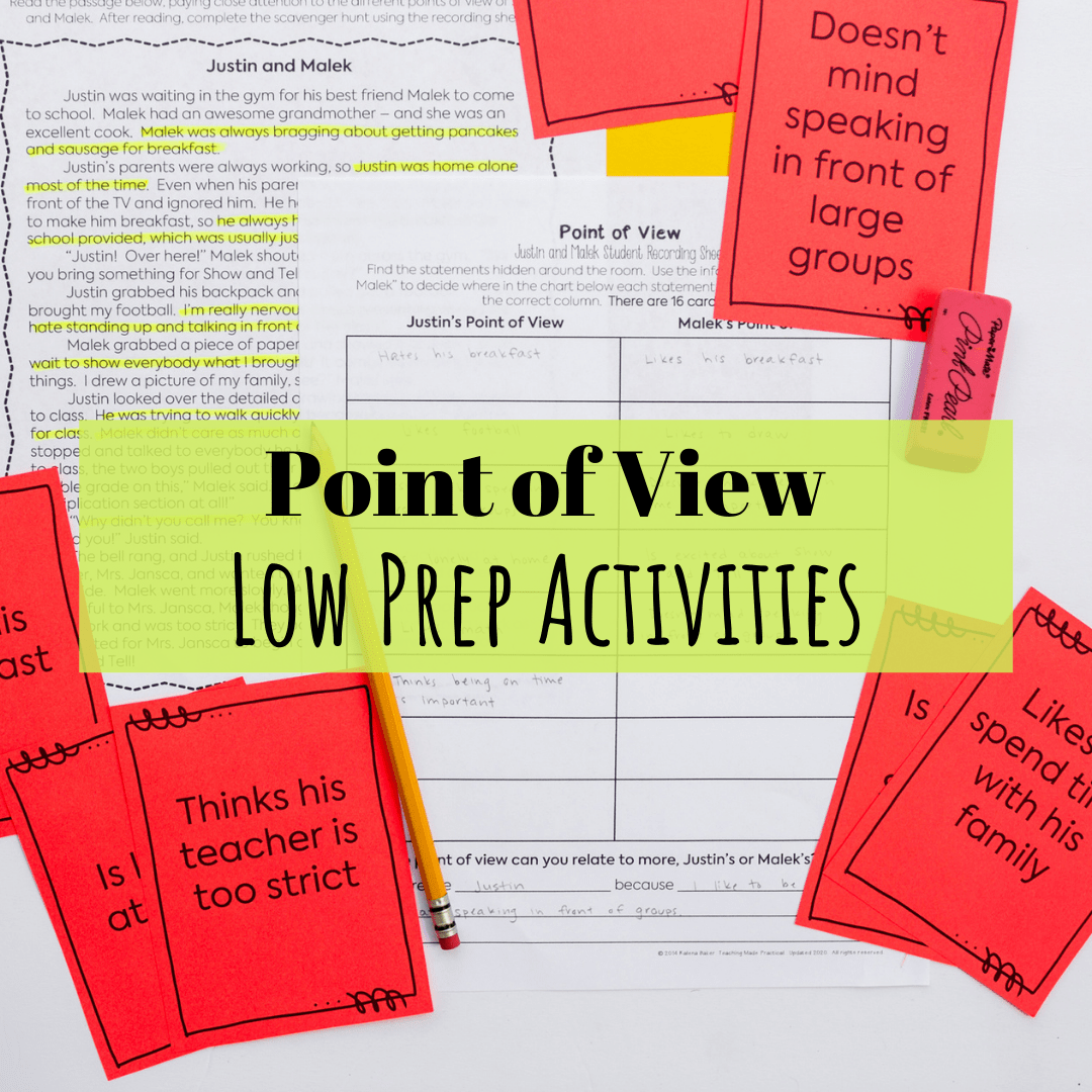 low prep point of view activities to get students thinking past 1st, 2nd, and 3rd person