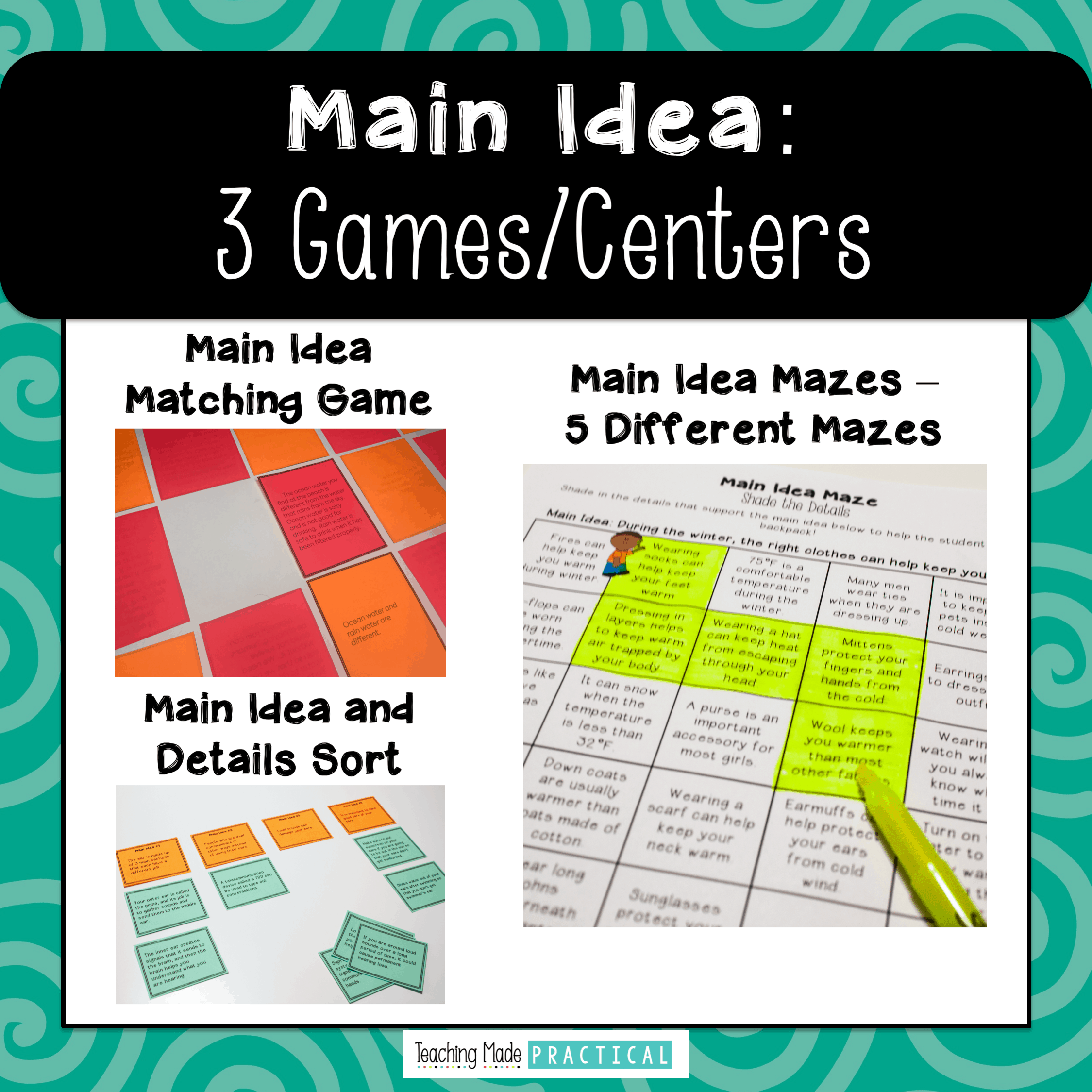 Main Idea Centers for Upper Elementary - 3rd, 4th, and 5th grade.  