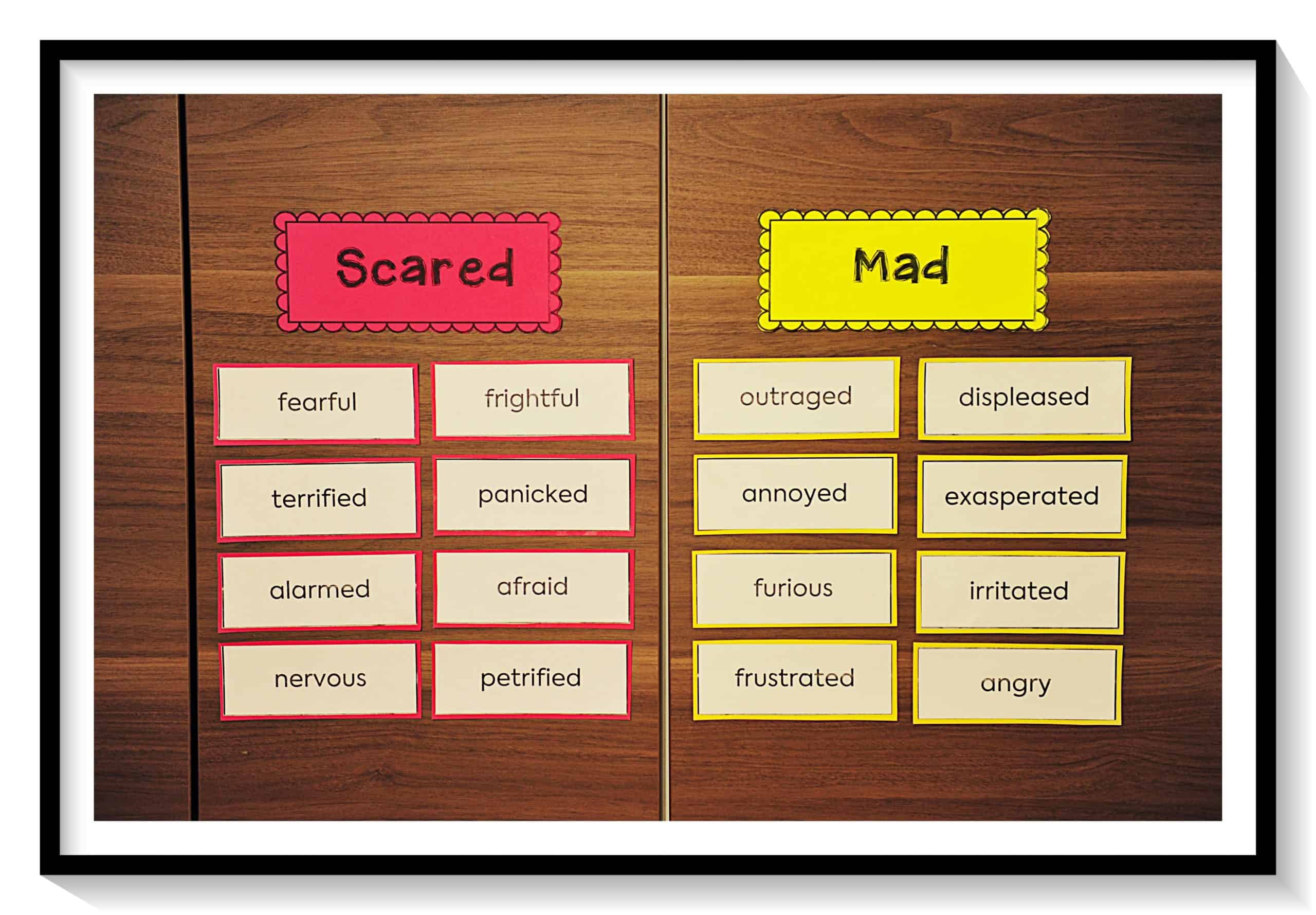 Create a character traits word wall to build students' character trait vocabulary.  Sort by synonyms in upper elementary classrooms. 
