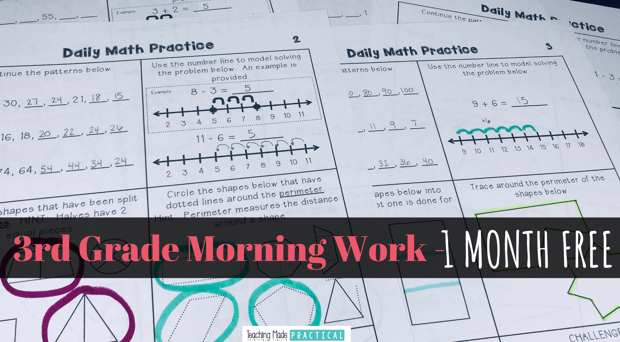 Get one week of 3rd grade math morning work free - covers 5 different math domains and provides scaffolded daily math practice
