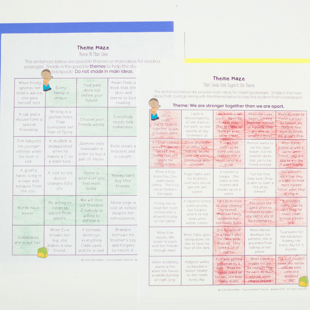 Help upper elementary students practice determining the the theme of a story