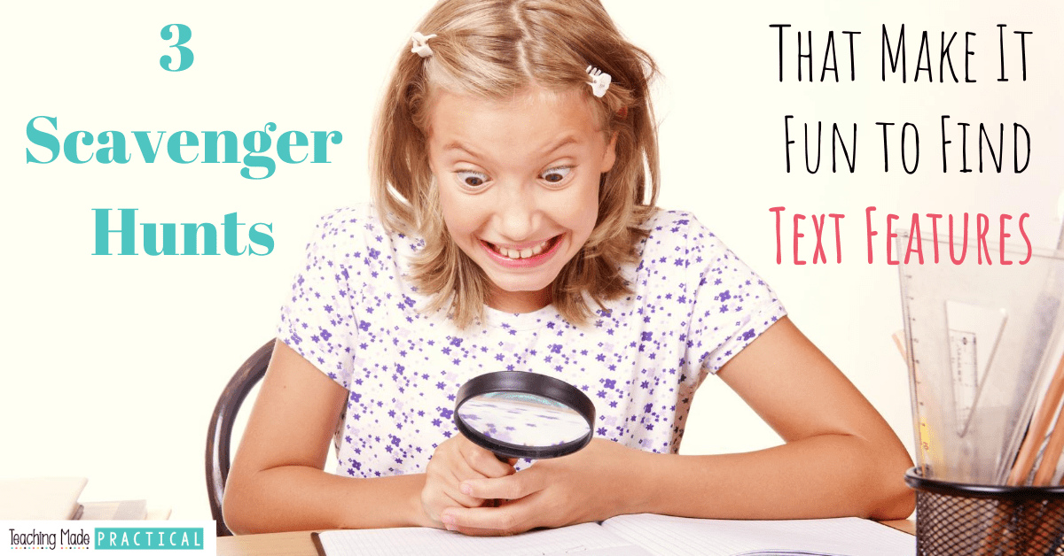 nonfiction text feature scavenger hunt ideas for 3rd, 4th, and 5th grade lessons