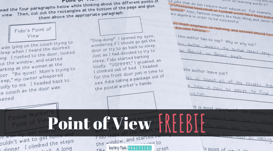 This free, no prep point of view activity is easy to add to your lesson plans for 3rd, 4th, or 5th grade