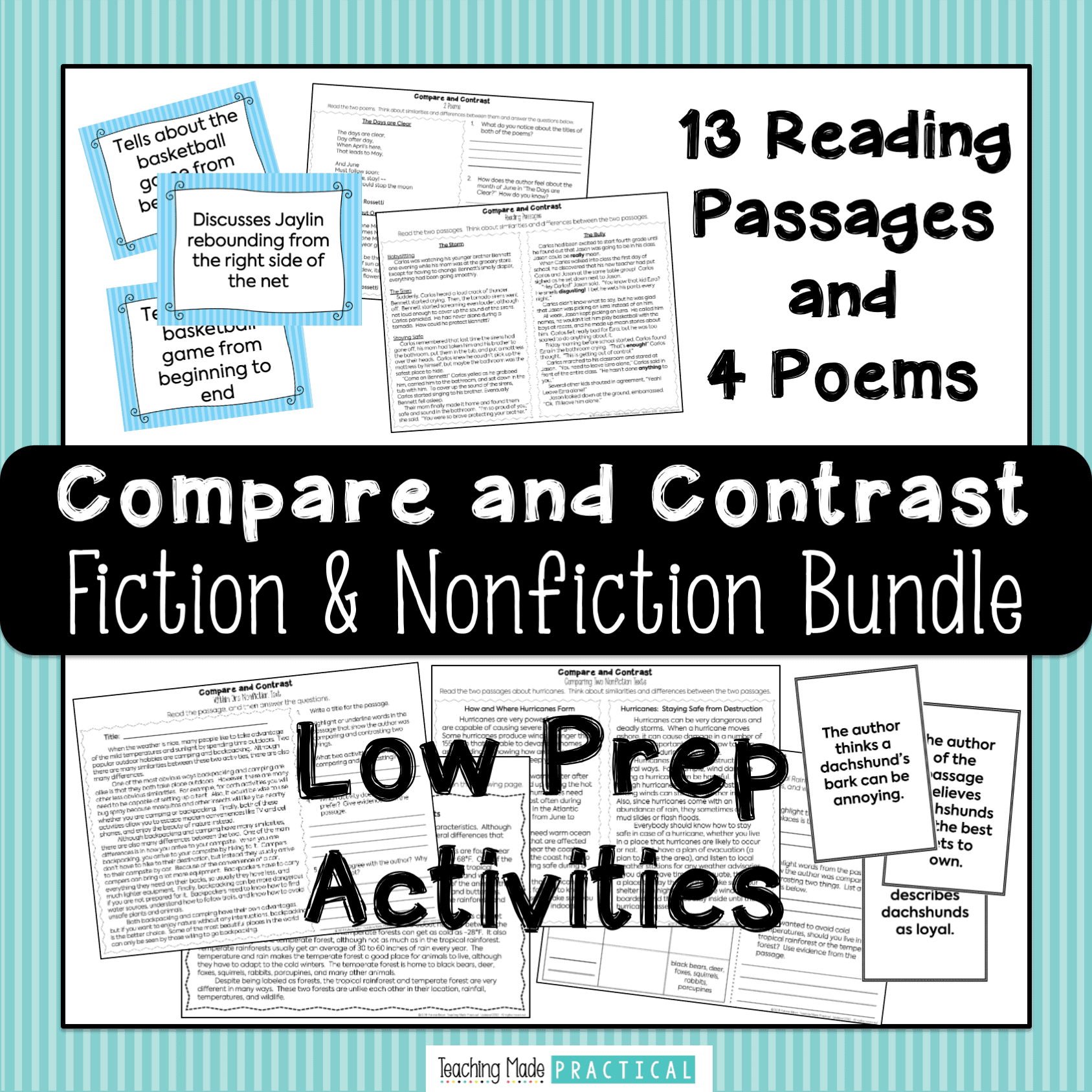 compare and contrast activities, reading passages, snowball fights, poetry, and more for 3rd, 4th, and 5th grade students