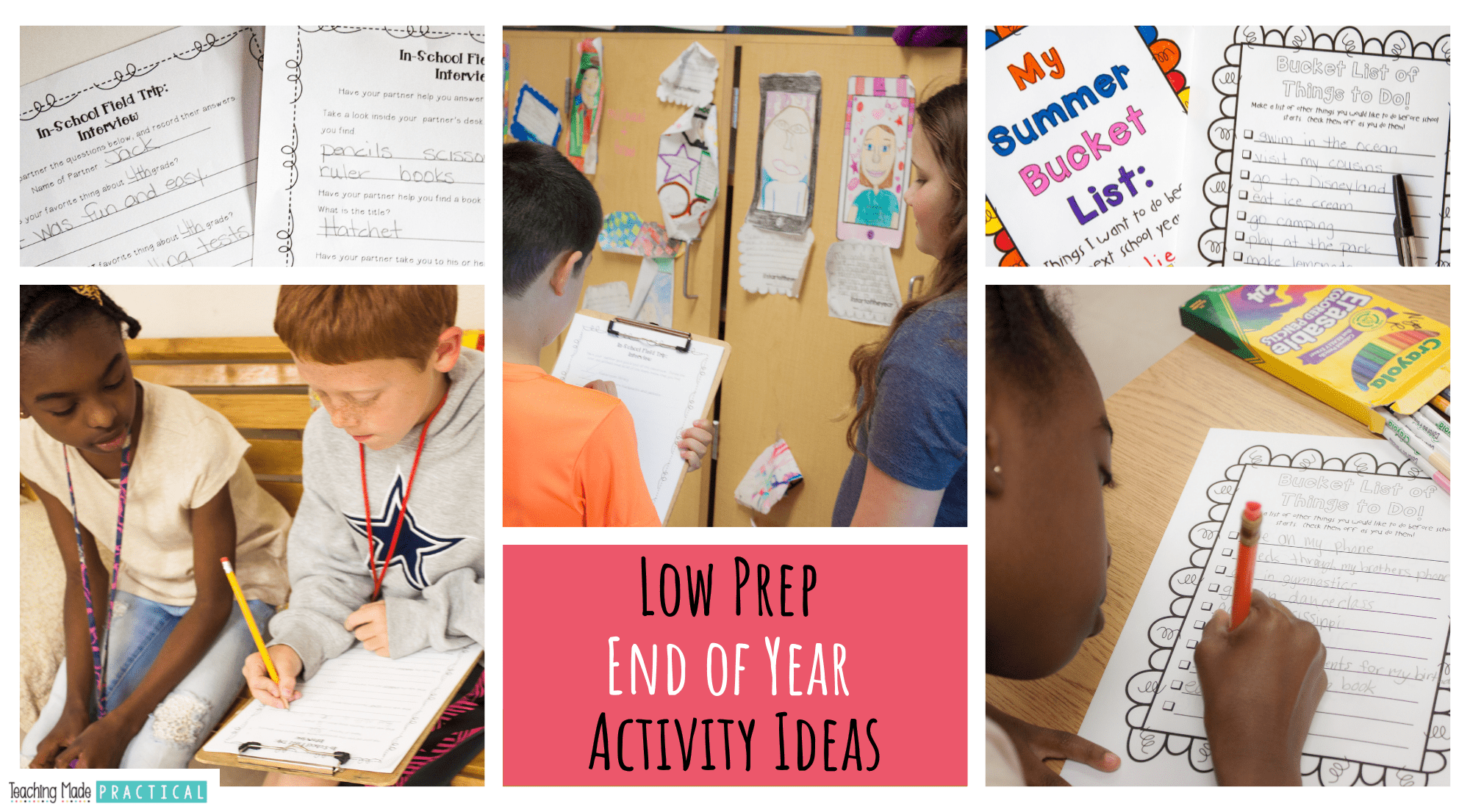 7 low prep end of the year activity ideas for 3rd grade, 4th grade, and 5th grade students