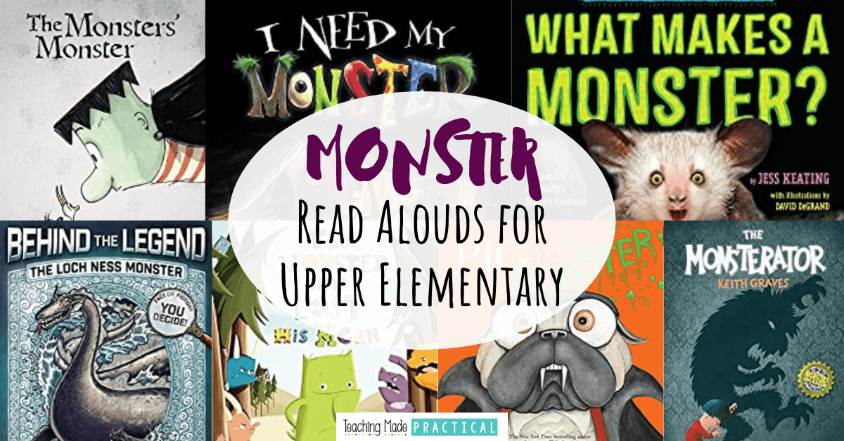 Nonfiction and fiction books about monsters for a monster unit or Halloween read aloud in grade 3, grade 4, or grade 5