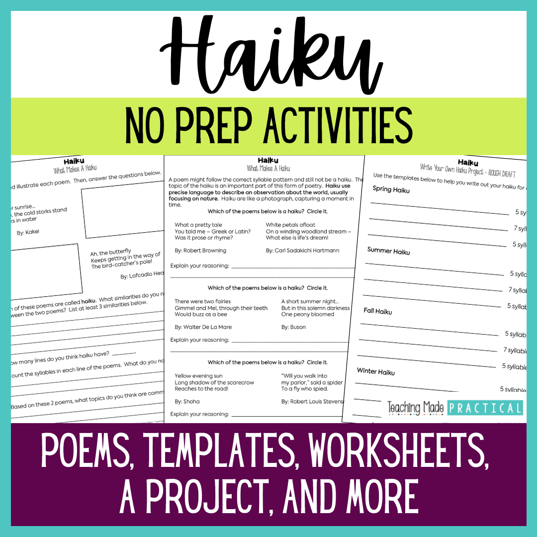 No Prep Haiku Lessons and Activities for Reading and Writing Haiku in 3rd, 4th, and 5th Grade