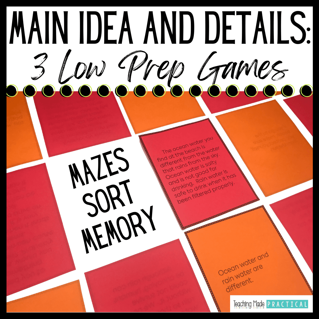 Low prep main idea games to make reading center time in 3rd, 4th, and 5th grade easier on you