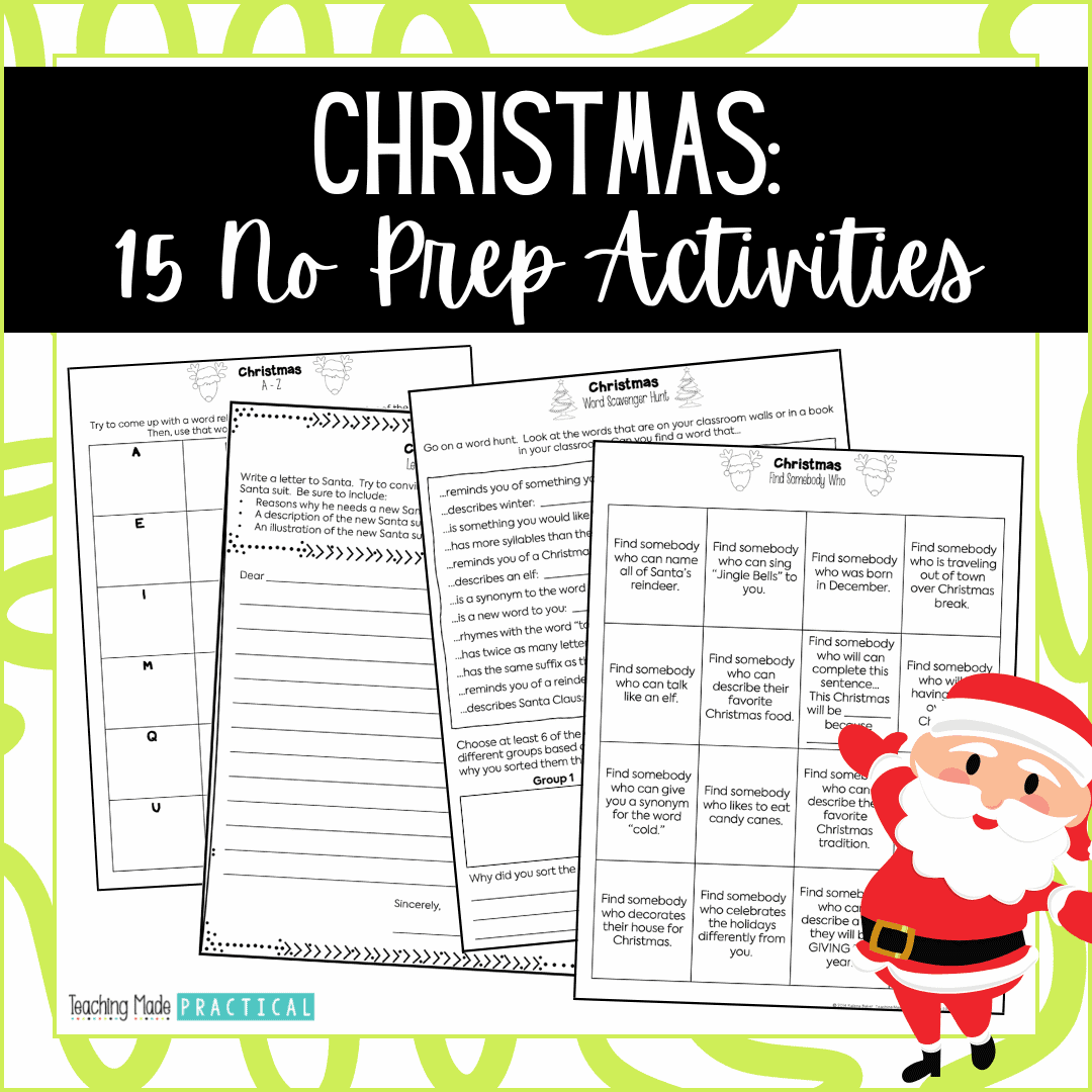 15 No Prep Christmas Activities for 3rd, 4th, and 5th Grade