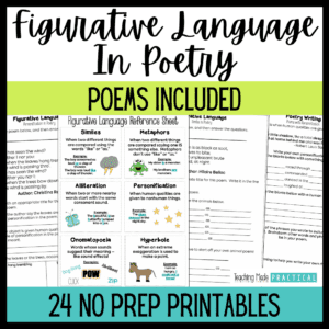 Figurative Language in Poetry No Prep Printables for 3rd, 4th, and 5th Grade