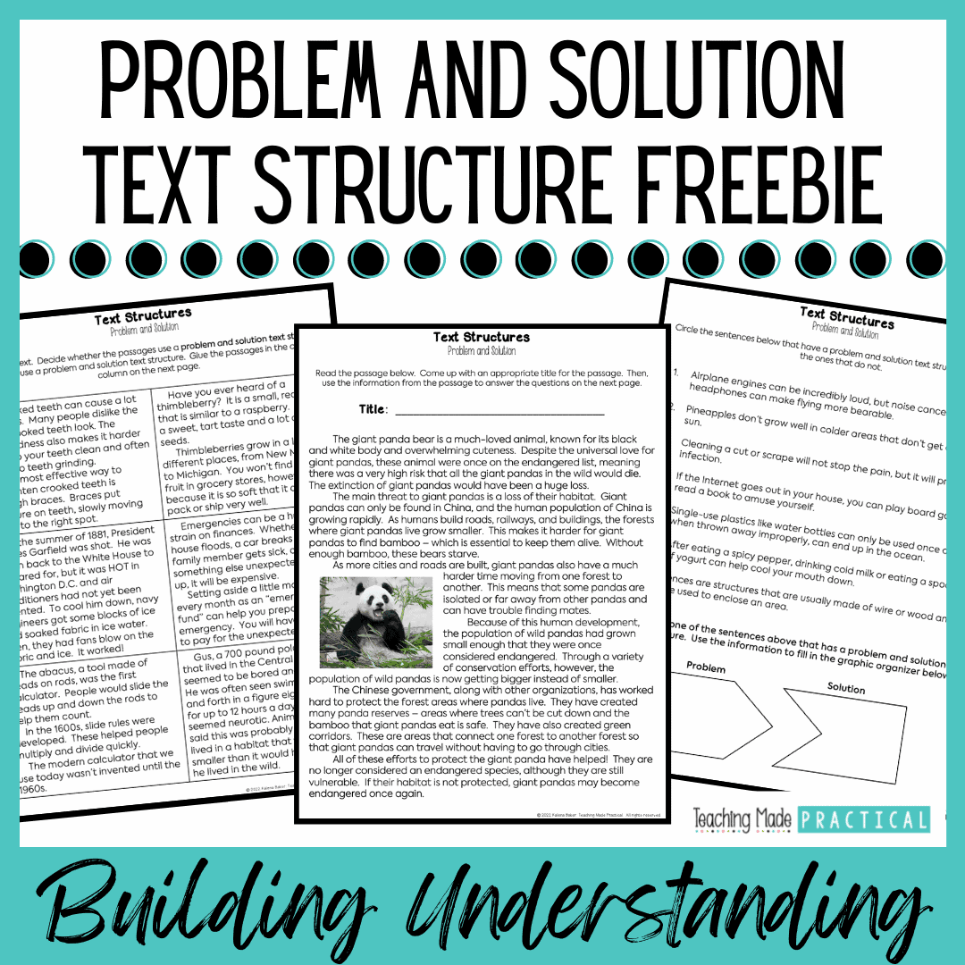 Nonfiction Text Structure Freebie to teach problem and solution for 3rd, 4th, and 5th grade