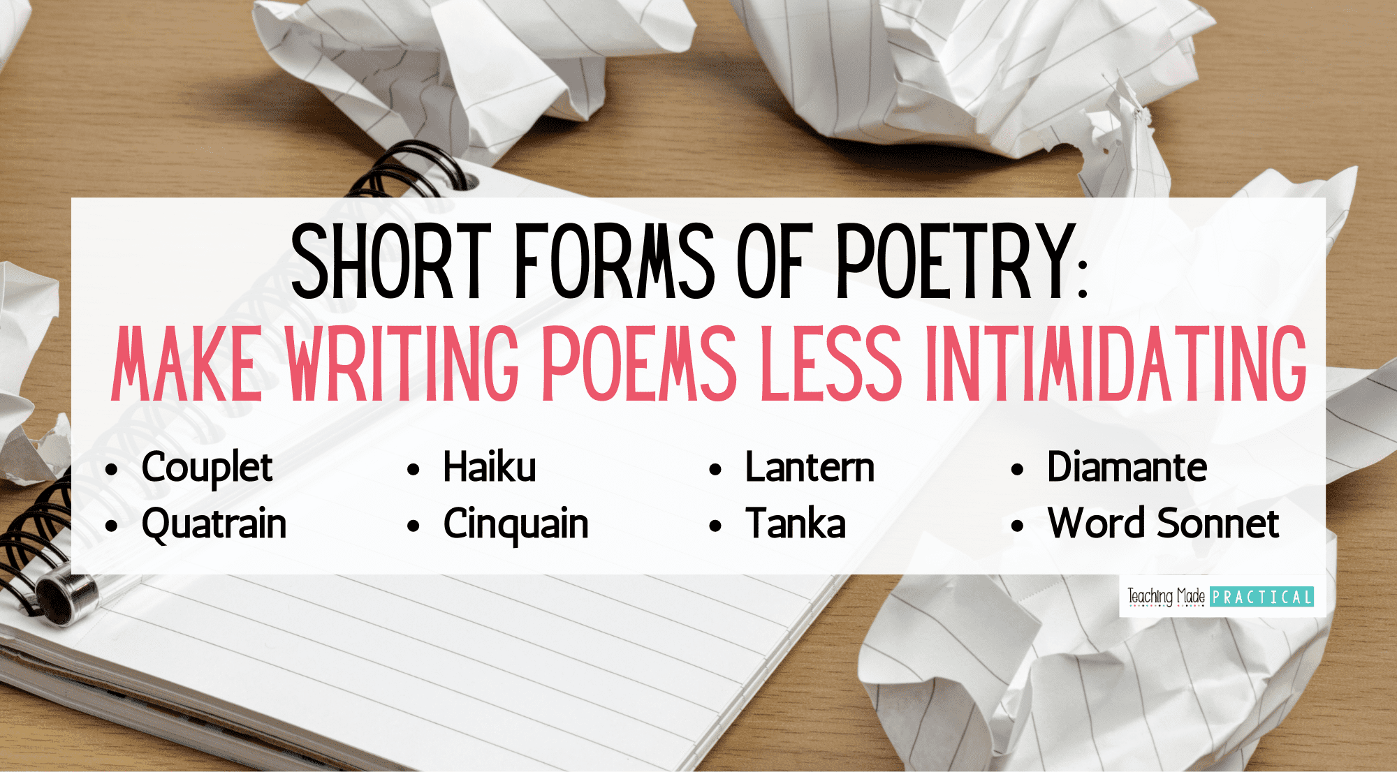 Short Forms of Poetry to Make Writing Poems Less Intimiadting