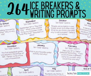 Daily Writing Prompts / Ice Breaker Questions for 3rd, 4th, 4th Grade