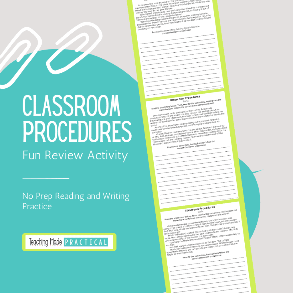 Back to School Classroom Procedures Activity