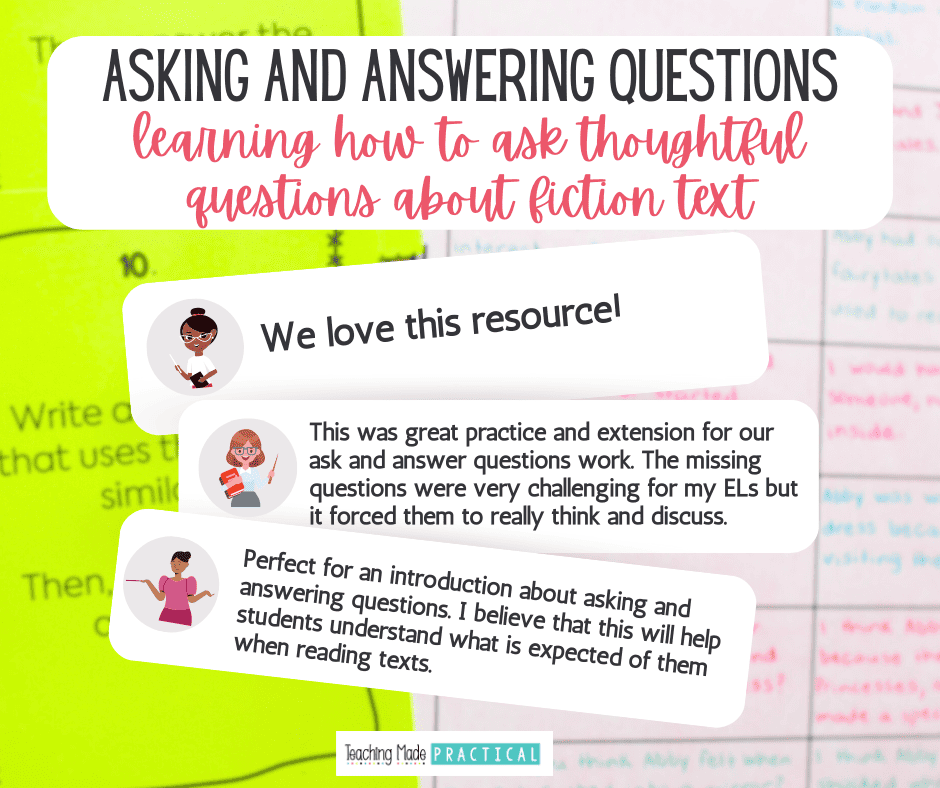 asking and answer questions activities for 3rd, 4th, and 5th grade