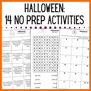 No Prep Halloween Reading and Writing Activities for 3rd, 4th, and 5th grade