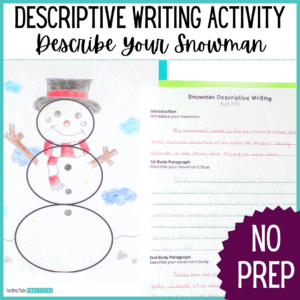 Snowman Descriptive Writing Activity No Prep for 3rd, 4th, and 5th grade