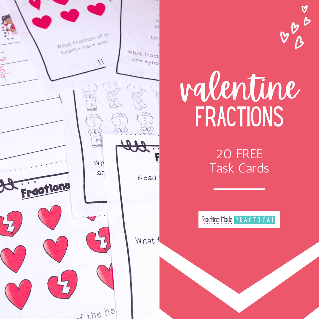 Valentine's Day Fraction Freebie for 2nd, 3rd, and 4th grade students
