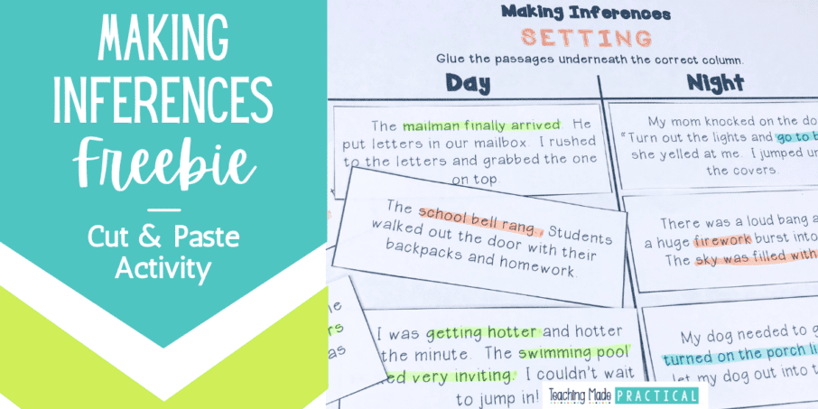 A free cut and paste worksheet for 2nd and 3rd grade students to practice making inferences - makes a great small group, center or independent lesson.