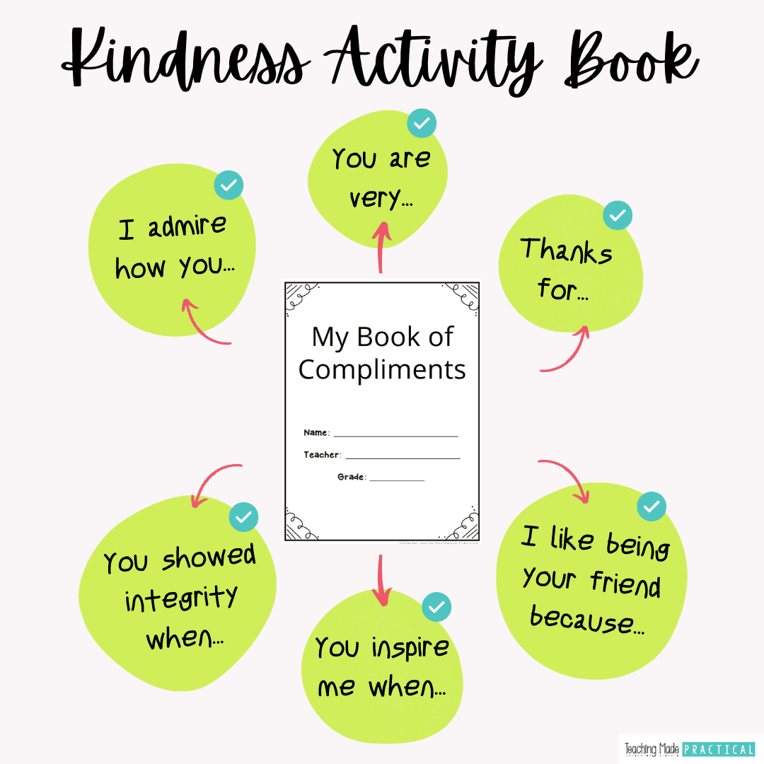 Teach your 3rd, 4th, and 5th grade students to give compliments and use kind words using this kindness book