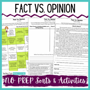 Fact and Opinion Practice for 3rd, 4th, and 5th Grade