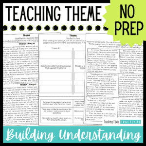 No prep teaching theme resource for 3rd, 4th, and 5th grade students. Includes reading passages, worksheets, sorts, and more.