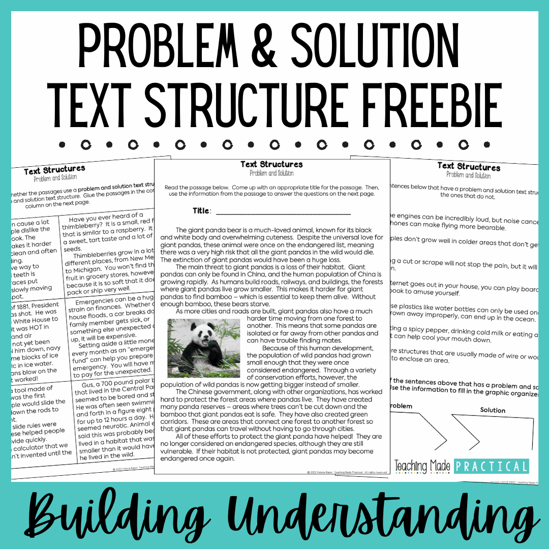 Nonfiction Text Structure Freebie to teach problem and solution for 3rd, 4th, and 5th grade