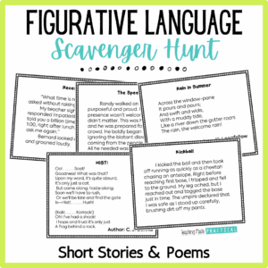 Figurative Language scavenger hunt for 3rd, 4th, and 5th grade lesson plans