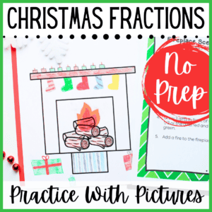 Fun Christmas fraction math activity - 3rd, 4th, and 5th grade students color based on fraction instructions