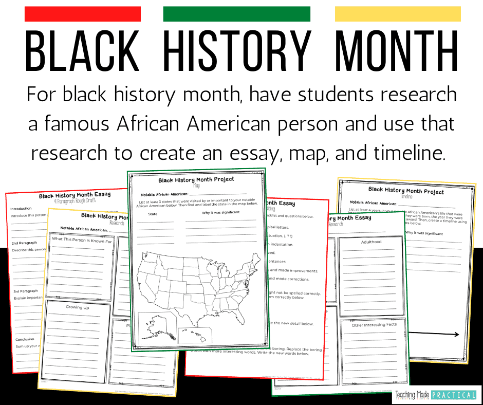 Everything 3rd, 4th, and 5th grade classrooms need to complete a black history month research project.