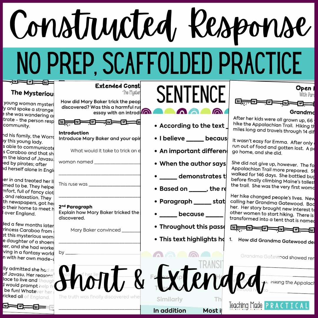 Short and Extended Constructed Response Practice for 3rd, 4th, and 5th Grade