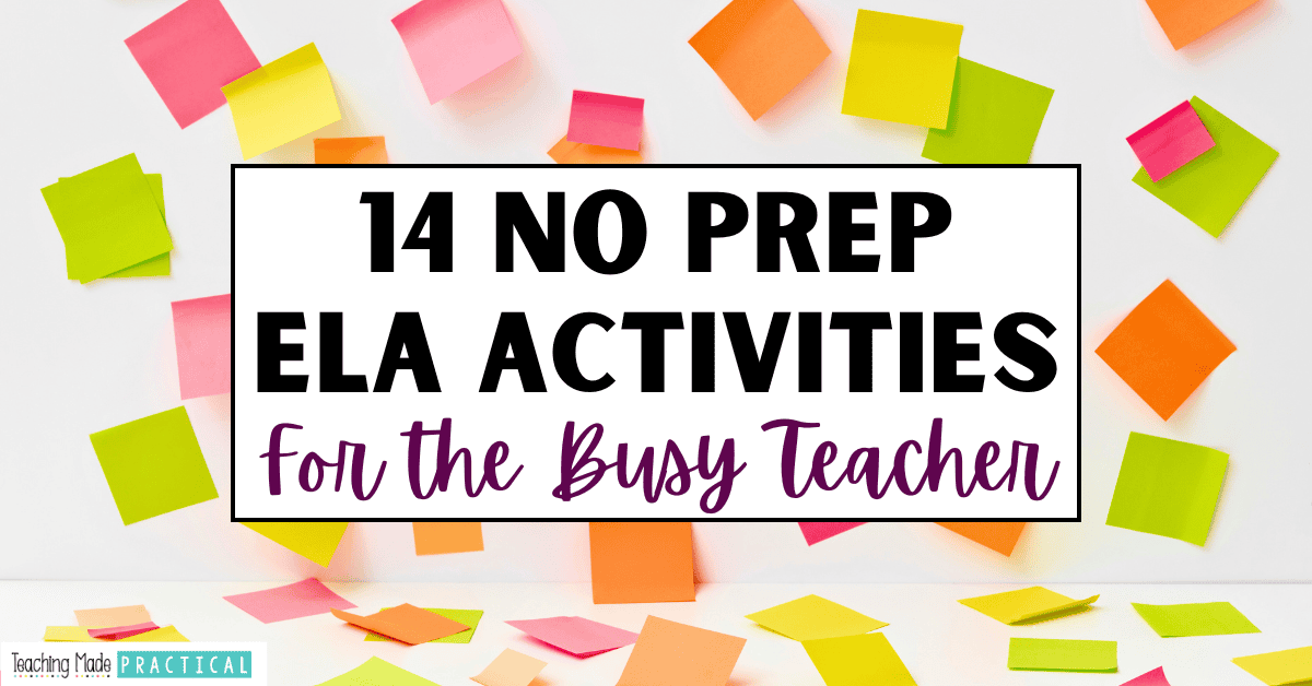 no prep ELA / literacy activities for the busy 3rd, 4th, or 5th grade teacher