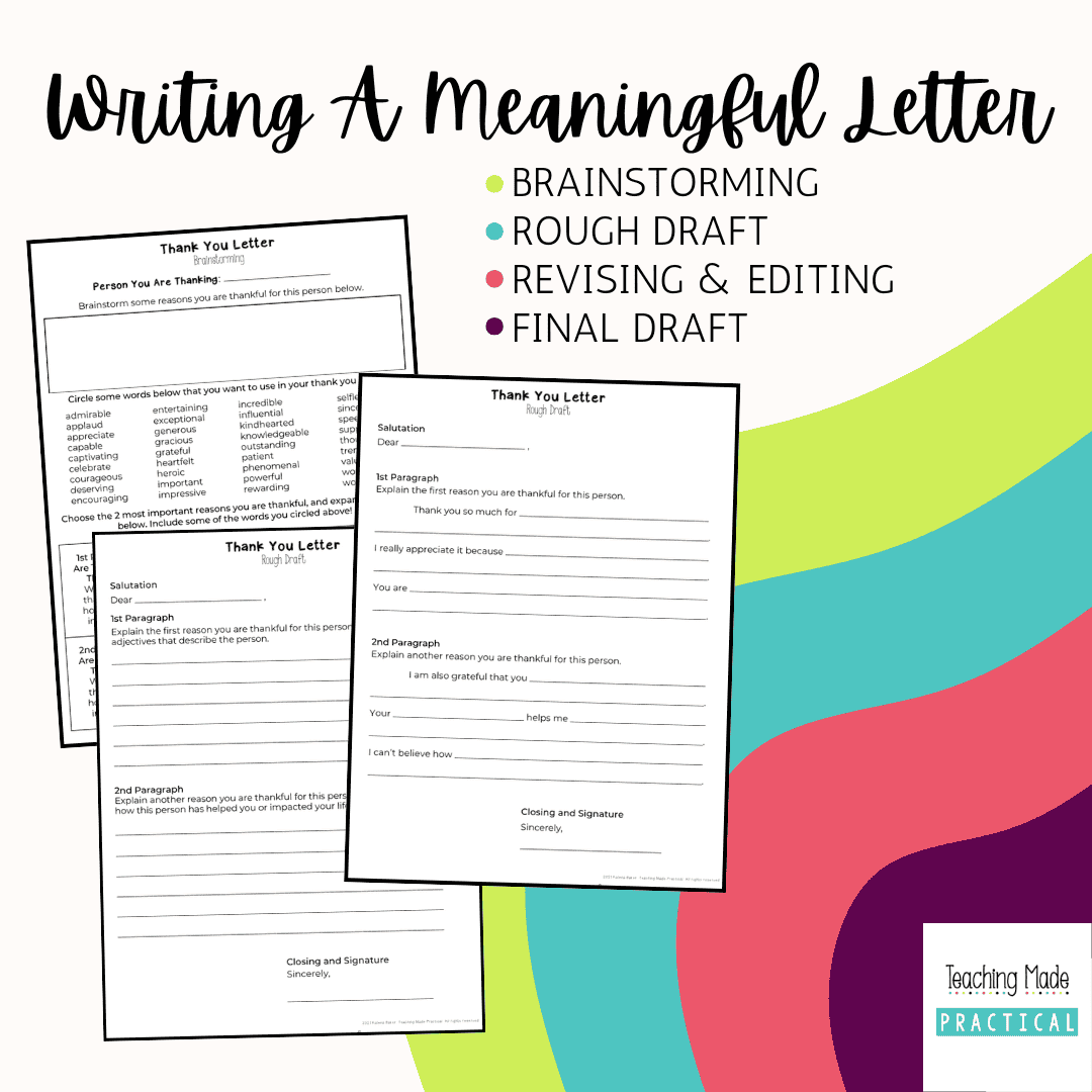 no prep writing activity thank you letter template