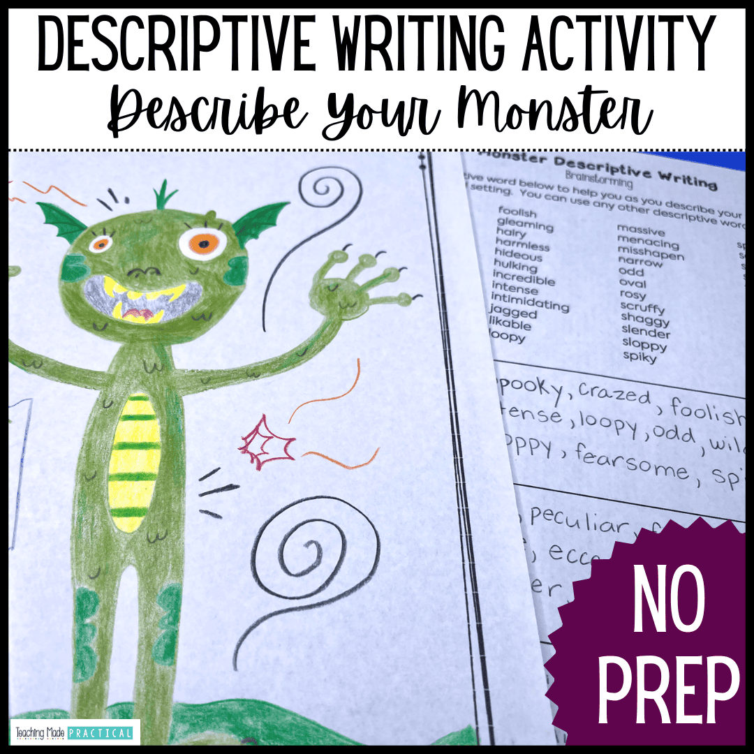 Halloween Monster Descriptive Writing Activity for Upper Elementary - Monster Exchange
